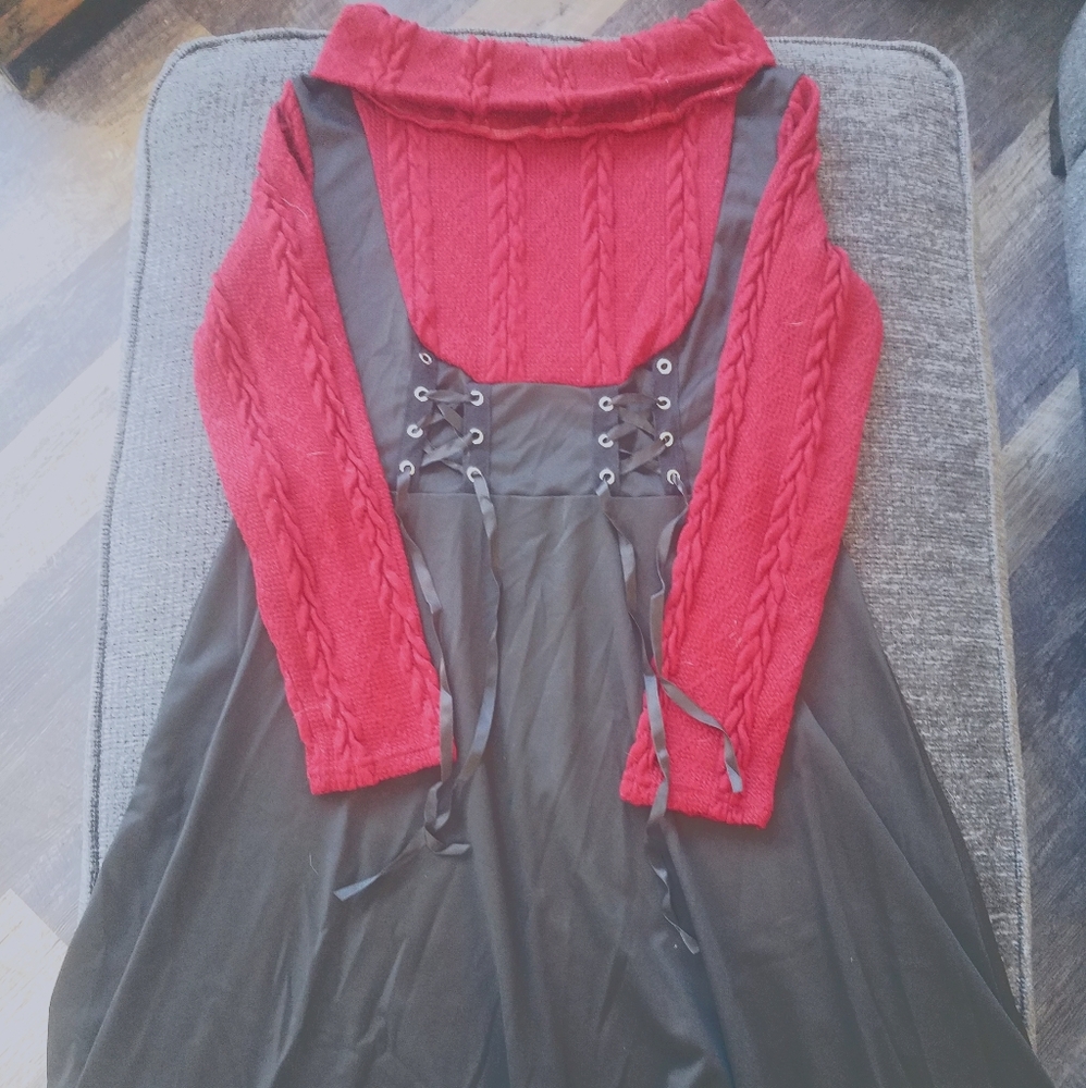 Fold over shoulder collar sweater Dress
